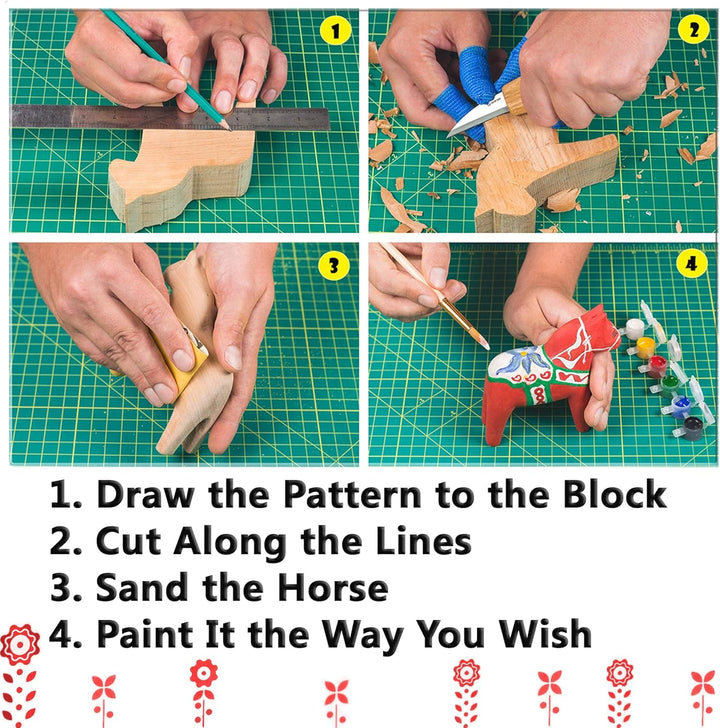 BeaverCraft Schnitz-Kit für Erwachsene und Jugendliche - Holzschnitzset DIY02 Dala Horse - Holzschni