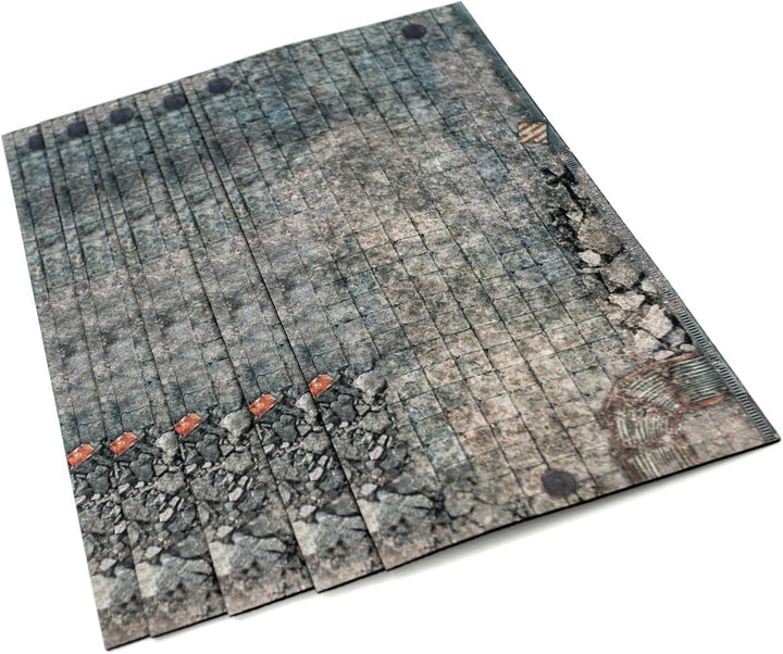 Gummizonen kompatibel mit Warhammer 40 30,5 x 15 cm - 5 Stück, Zerstörter Platz, Zerstörter Pla