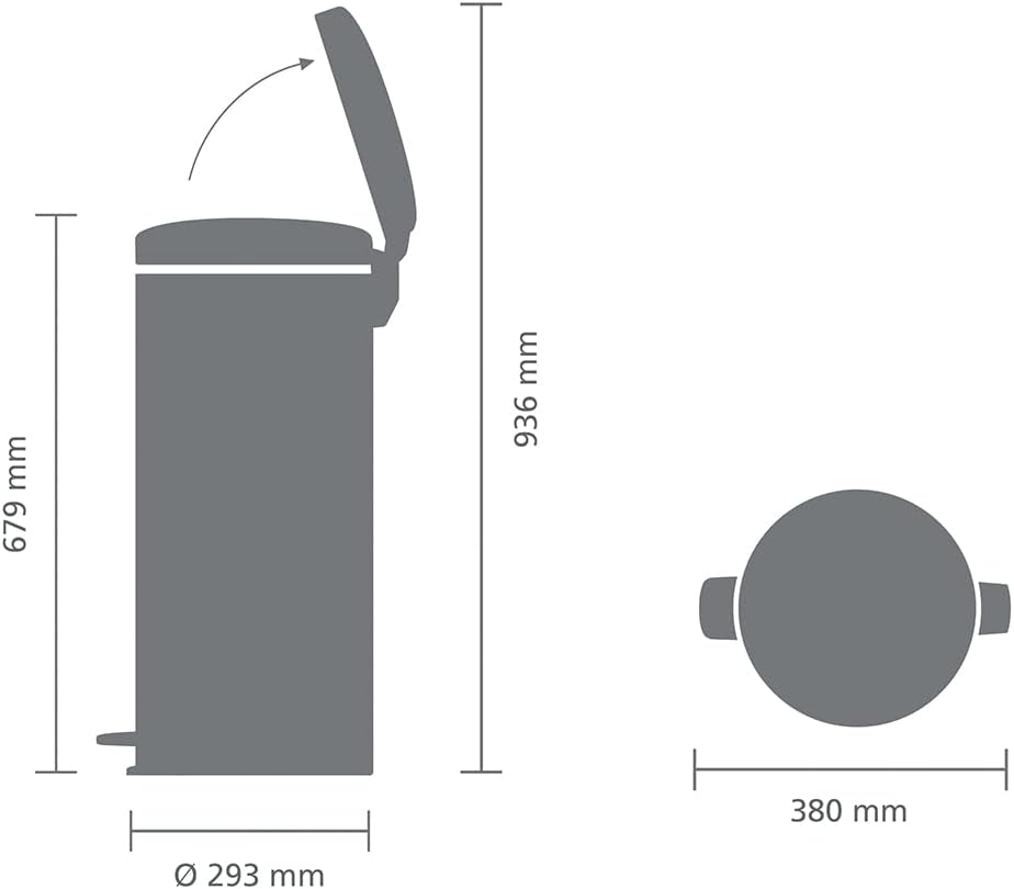Brabantia 114441 Pedal Bin newIcon Treteimer mit Kunststoffeinsatz in Platin, Plastik, Platinum, 30