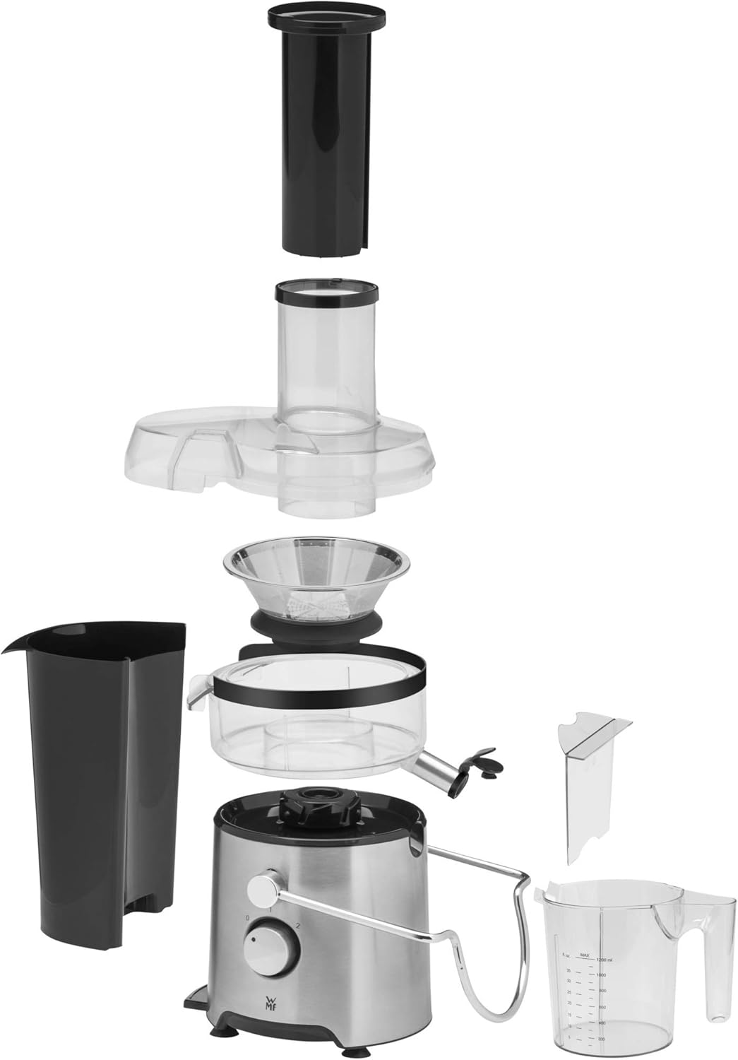 WMF Kult X Entsafter elektrisch Obst Gemüse aus Edelstahl, 500W, Slow Juicer für grosse Fruchtstücke