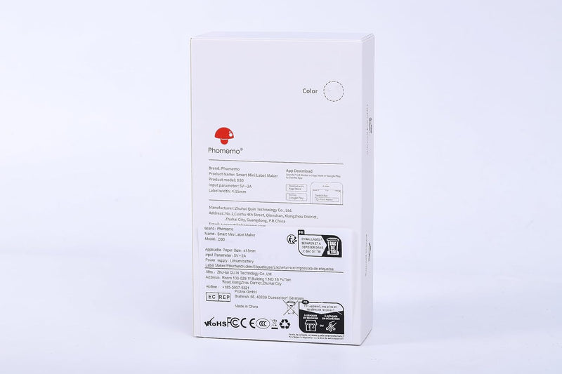 Phomemo D30 Etikettiergerät, Mini Bluetooth Etikettendrucker Beschriftungsgerät Selbstklebend Labelm