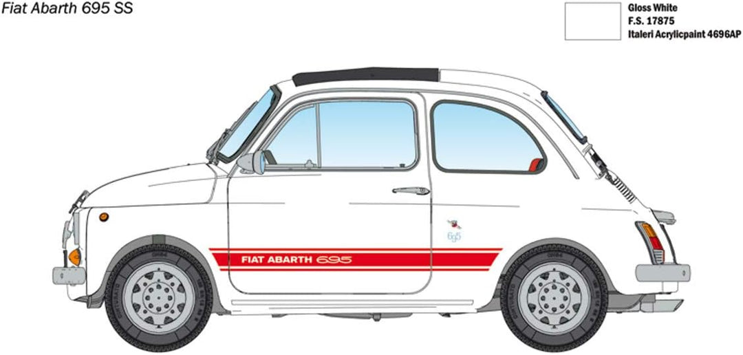 Italeri 4705S FIAT 4705-1:12 Abarth 695 SS/Assetto Corsa, Modellbau, Bausatz, Standmodellbau, unlack