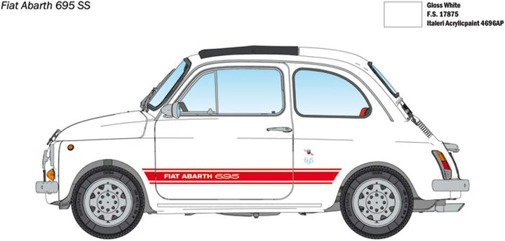 Italeri 4705S FIAT 4705-1:12 Abarth 695 SS/Assetto Corsa, Modellbau, Bausatz, Standmodellbau, unlack