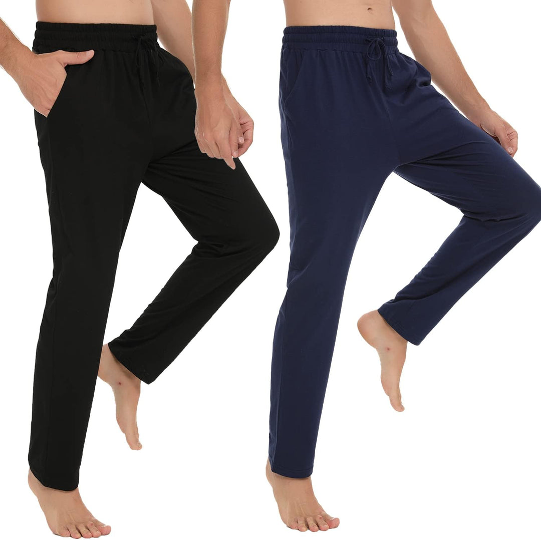 Marvmys 100% Baumwolle Herren Lange Schlafanzughose Einfarbige Pyjamahose Schlafhose Haushose Freize