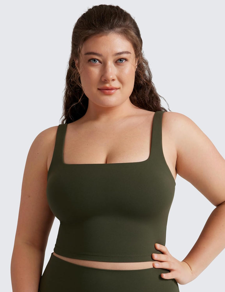 CRZ YOGA Damen Butterluxe Sport BH Gepolstert Ohne Bügel Crop Tops Atmungsaktive Yoga Tank Top Fitne