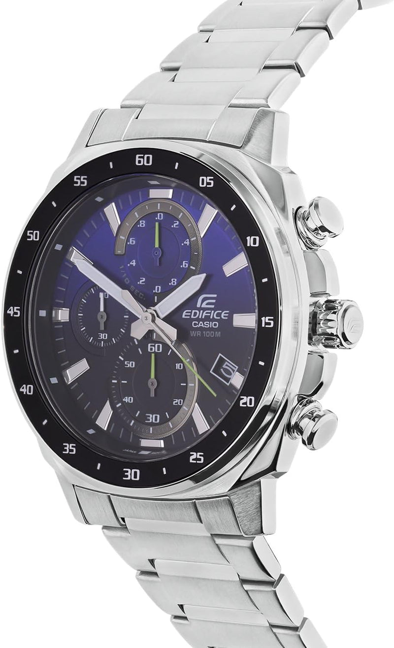 Casio Edifice Herren Chronograph Armbanduhr Silber/Blau