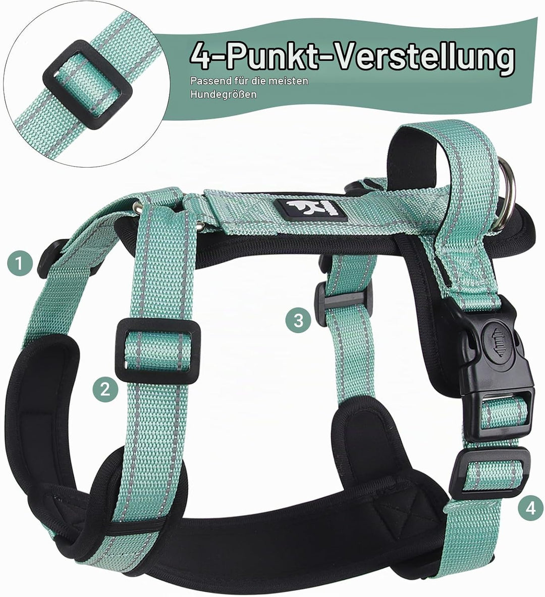 Hundegeschirr Grün XL - Brustgeschirr Hund Mittel Reflektierend Anti zieh Hunde Geschirr Hund Zugges
