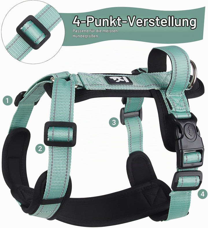 Hundegeschirr Grün XL - Brustgeschirr Hund Mittel Reflektierend Anti zieh Hunde Geschirr Hund Zugges