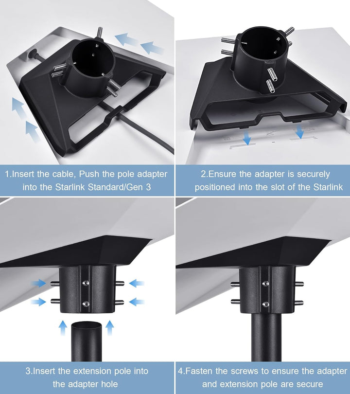 Rohradapter für Starlink Standard/Gen 3, Aluminium, Schwarz, Pole Montageadapter, Korrosionsbeständi