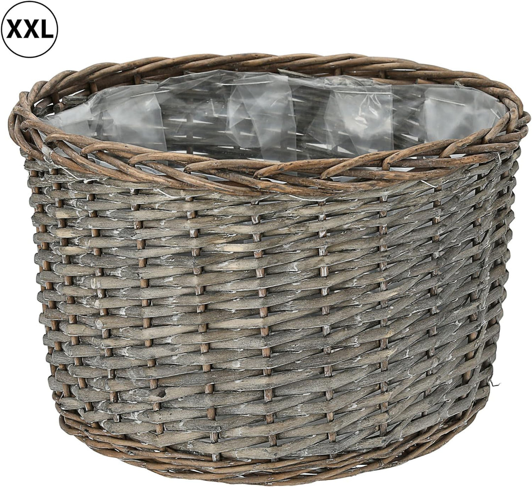 Cepewa Pflanzkorb 5er Set │ Kunstofffolien-Inlay Rattan 5 Grössen│ Übertopf Körbe Korbset Pflanztopf