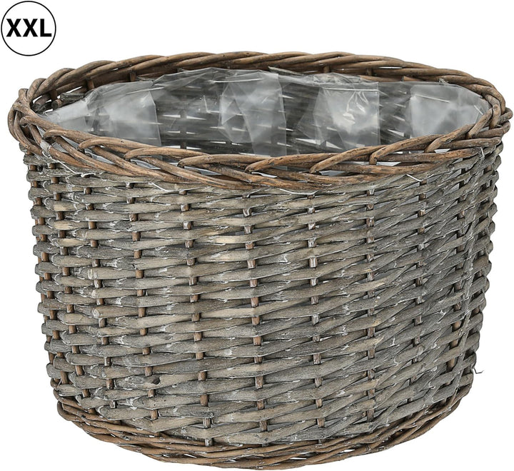 Cepewa Pflanzkorb 5er Set │ Kunstofffolien-Inlay Rattan 5 Grössen│ Übertopf Körbe Korbset Pflanztopf