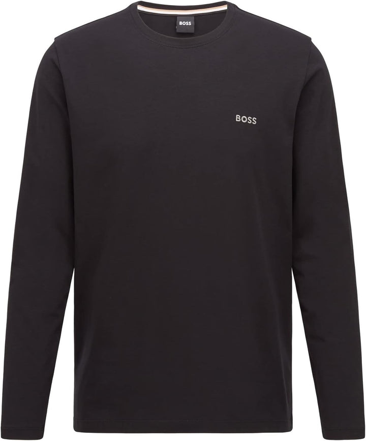 BOSS Herren Mix&Match LS-Shirt R Regular-Fit Longsleeve aus Stretch-Baumwolle mit Logo-Stickerei Sch