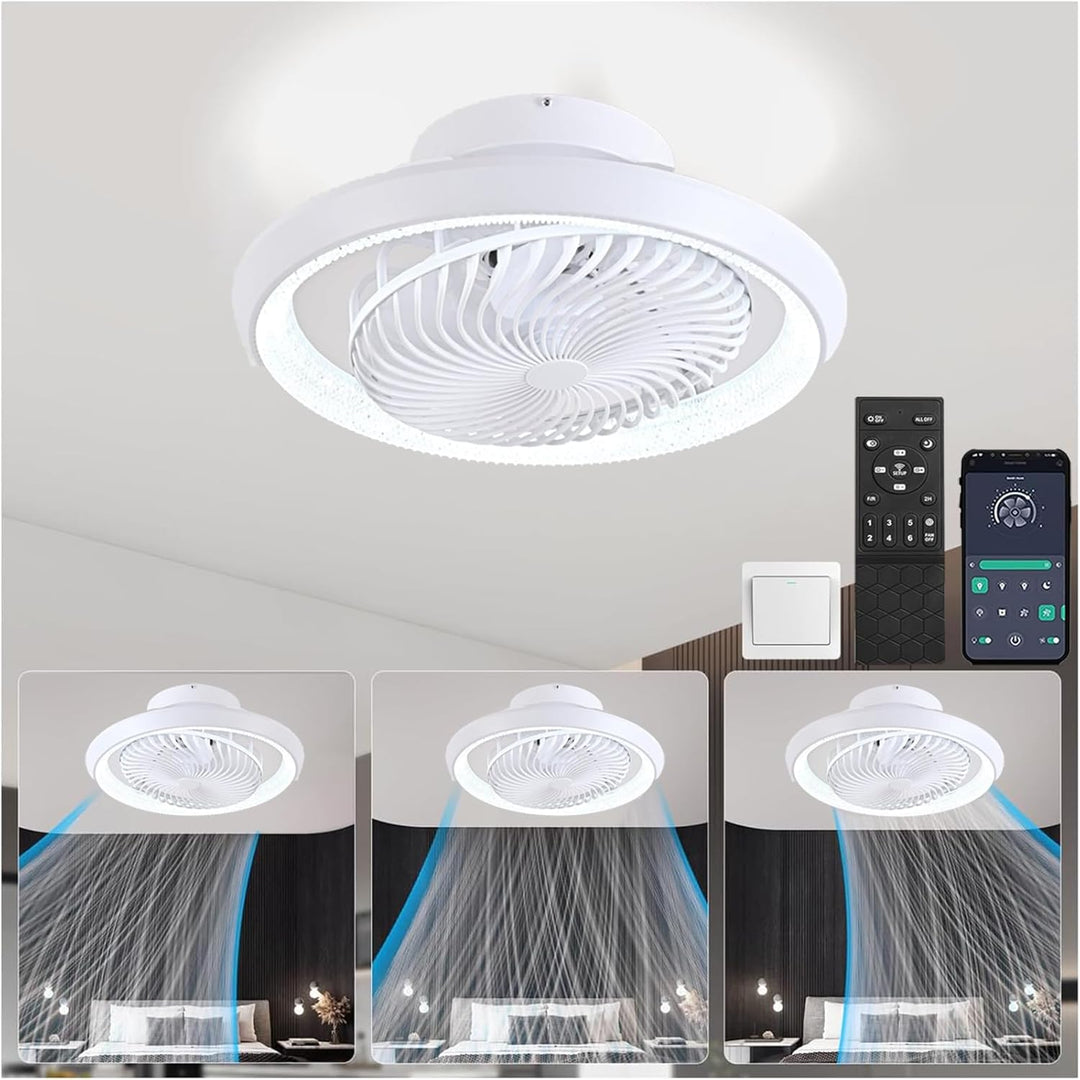 Deckenventilator mit Beleuchtung LED Licht, Dimmbar Invisible Fan Ventilatorlicht, 360° Drehbar, Tim