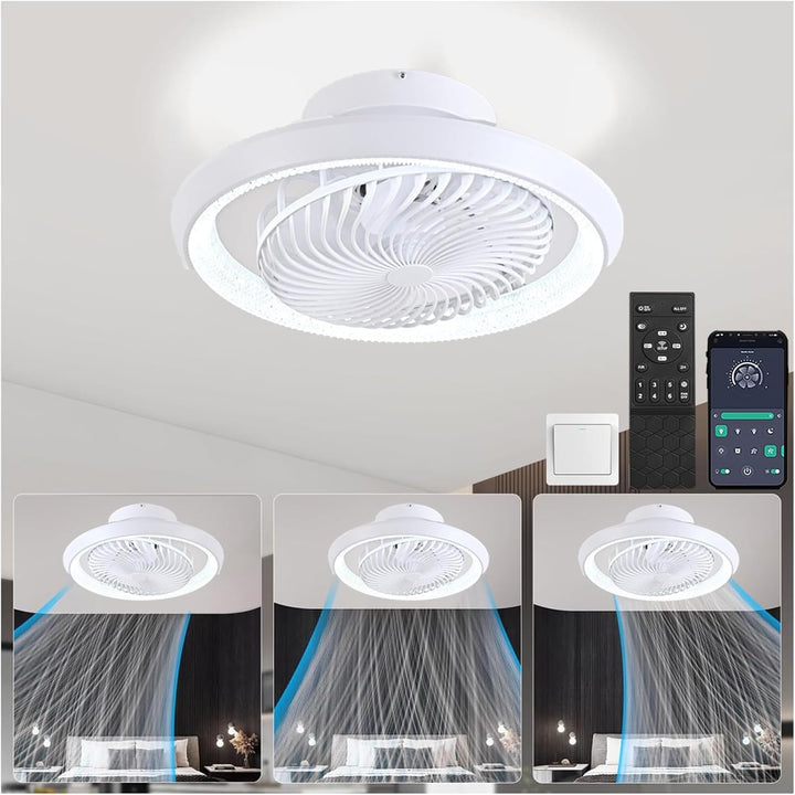 Deckenventilator mit Beleuchtung LED Licht, Dimmbar Invisible Fan Ventilatorlicht, 360° Drehbar, Tim