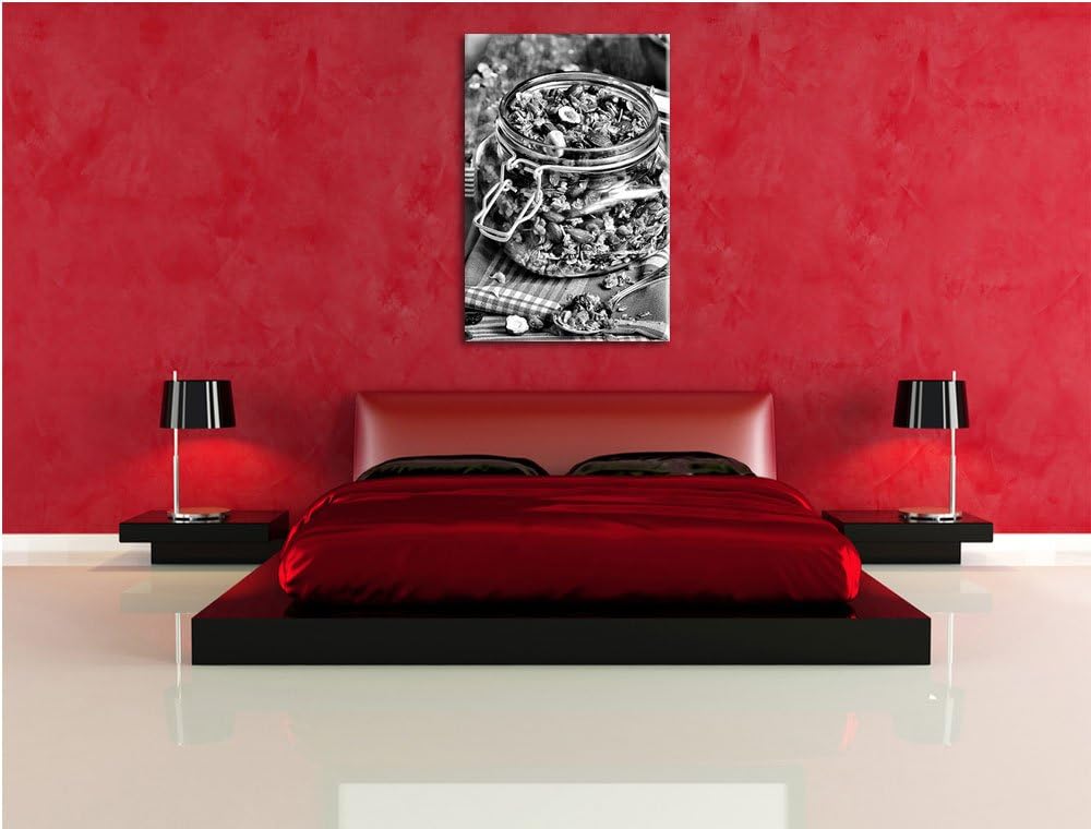 Pixxprint Honig Müsli im Glas als Leinwandbild | Grösse: 100x70 cm | Wandbild | Kunstdruck | fertig