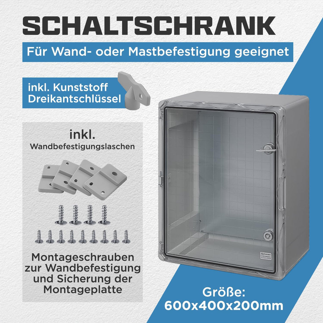BOXEXPERT® Verteilerkasten aussen wasserdicht [ABS Kunststoff IP65 Gehäuse inkl. Sichttür] grau (Ser