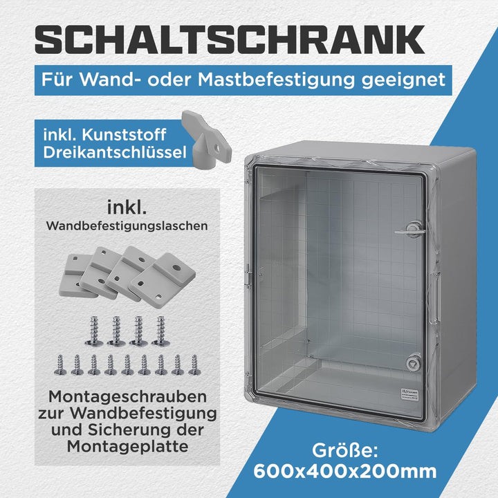 BOXEXPERT® Verteilerkasten aussen wasserdicht [ABS Kunststoff IP65 Gehäuse inkl. Sichttür] grau (Ser