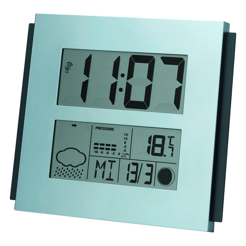 Mebus digitale Funk-Wetterstation extragross für Wand oder Tisch, mit Wettervorhersage, Barometer, M