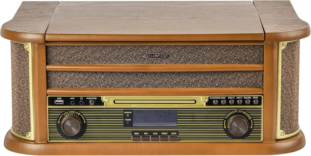 Reflexion HIF2002 Retro Stereo-Anlage mit Plattenspieler, Kassette, CD-Player und DAB-Radio (DAB+, U