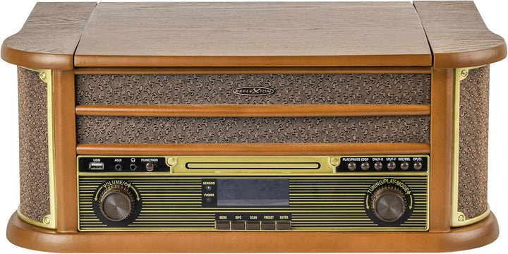 Reflexion HIF2002 Retro Stereo-Anlage mit Plattenspieler, Kassette, CD-Player und DAB-Radio (DAB+, U