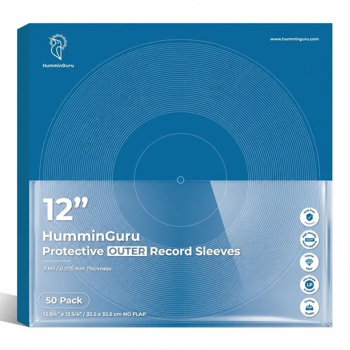 HumminGuru Schützende Vinyl-Platten-Aussenhülle 12 Zoll, Säurefrei &amp; Kristallklar, Hochdichte Polypr
