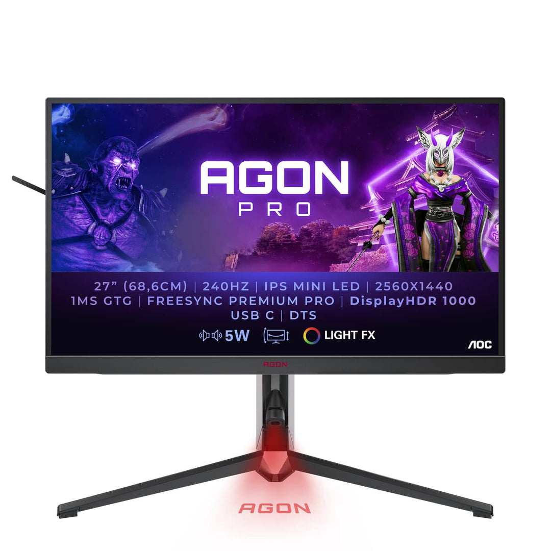 AOC Agon Pro AG274QZM - 27 Zoll QHD Gaming Monitor, 240 Hz, 1 ms, FreeSync, G-Sync Compatible, HDR10