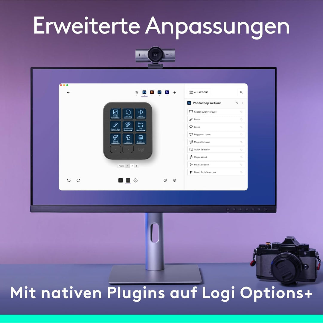 Logitech MX Creative Console, Programmierbares Tastenfeld mit 9 anpassbaren LCD-Tasten und Regler fü