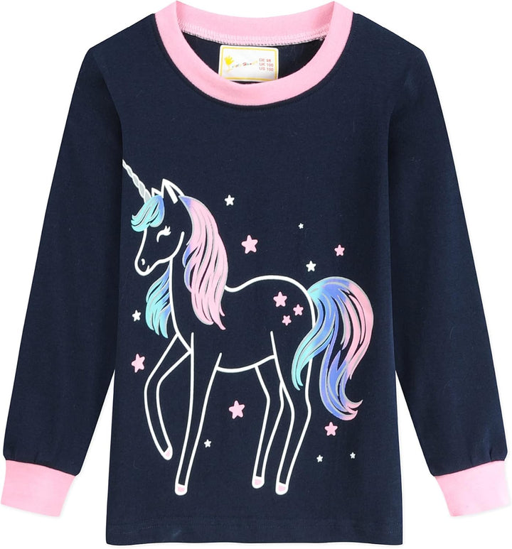 EULLA Kinder Mädchen Schlafanzüge Langarm Baumwolle Winter Pyjama Set Einhorn Prinzessin Dino Hase E