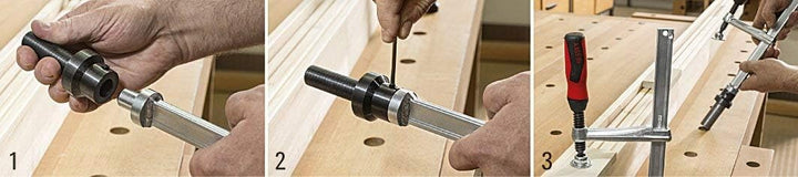 Bessey Spannelement mit fixer Ausladung TW16 200/100 (2K-Kunststoffgriff) & Werkbank-Adapter TW16AW1