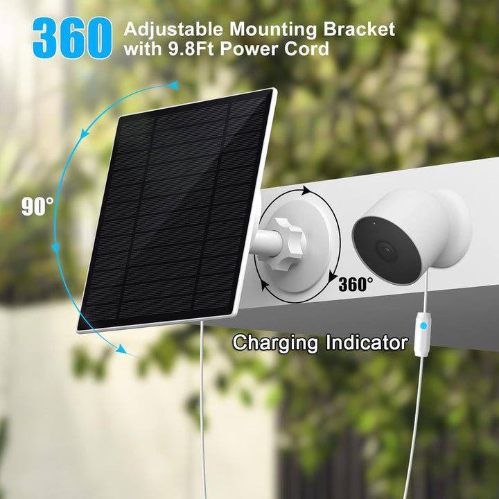 2 Stück, verbessert, mit Ladewarnung, Atemlicht. 6 W Solarpanel, kompatibel mit Google Nest-Kamera f
