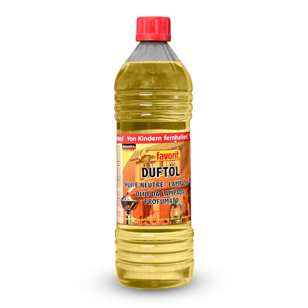 Favorit Lampenöl (klar, 1 Liter, mit Spritzausgiesser und Kindersicherheitsverschluss, aus reinem Pa