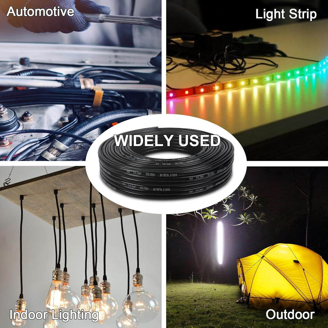 AOHEWEI 2 × 0,5 mm² flaches, zweiadriges Doppelkabel, 2 Leiter, elektrischer Kupferdraht, 5 V, 12 V,