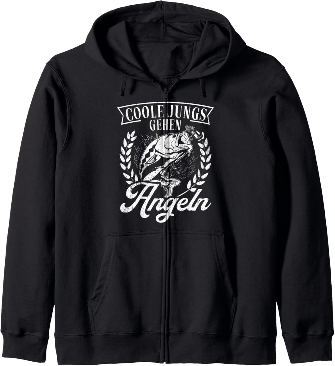 Coole Jungs gehen Angeln - Angler Fischer Kinder Jungen Kapuzenjacke