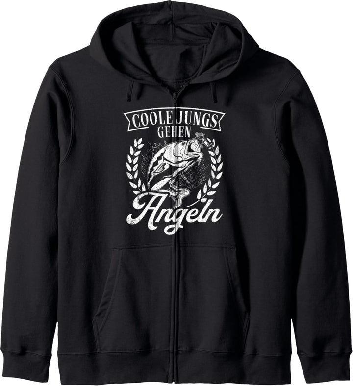 Coole Jungs gehen Angeln - Angler Fischer Kinder Jungen Kapuzenjacke