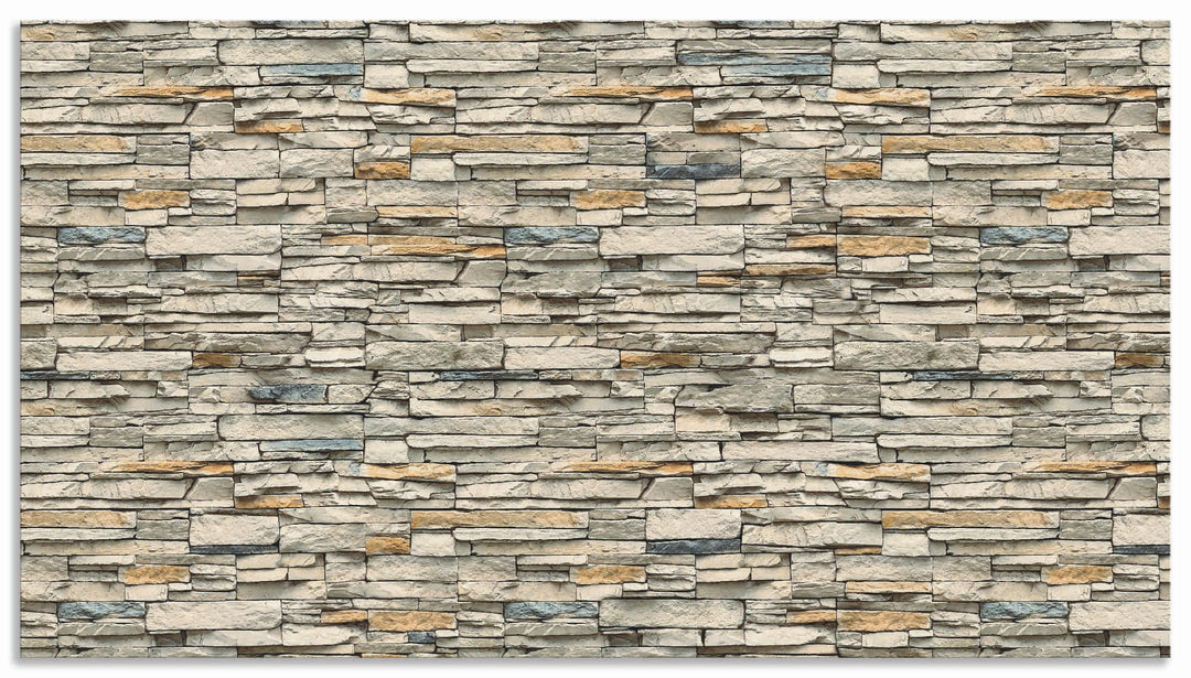 ARTland Spritzschutz Küche aus Alu für Herd Spüle 100x55 cm (BxH) Küchenrückwand mit Motiv Steinwand