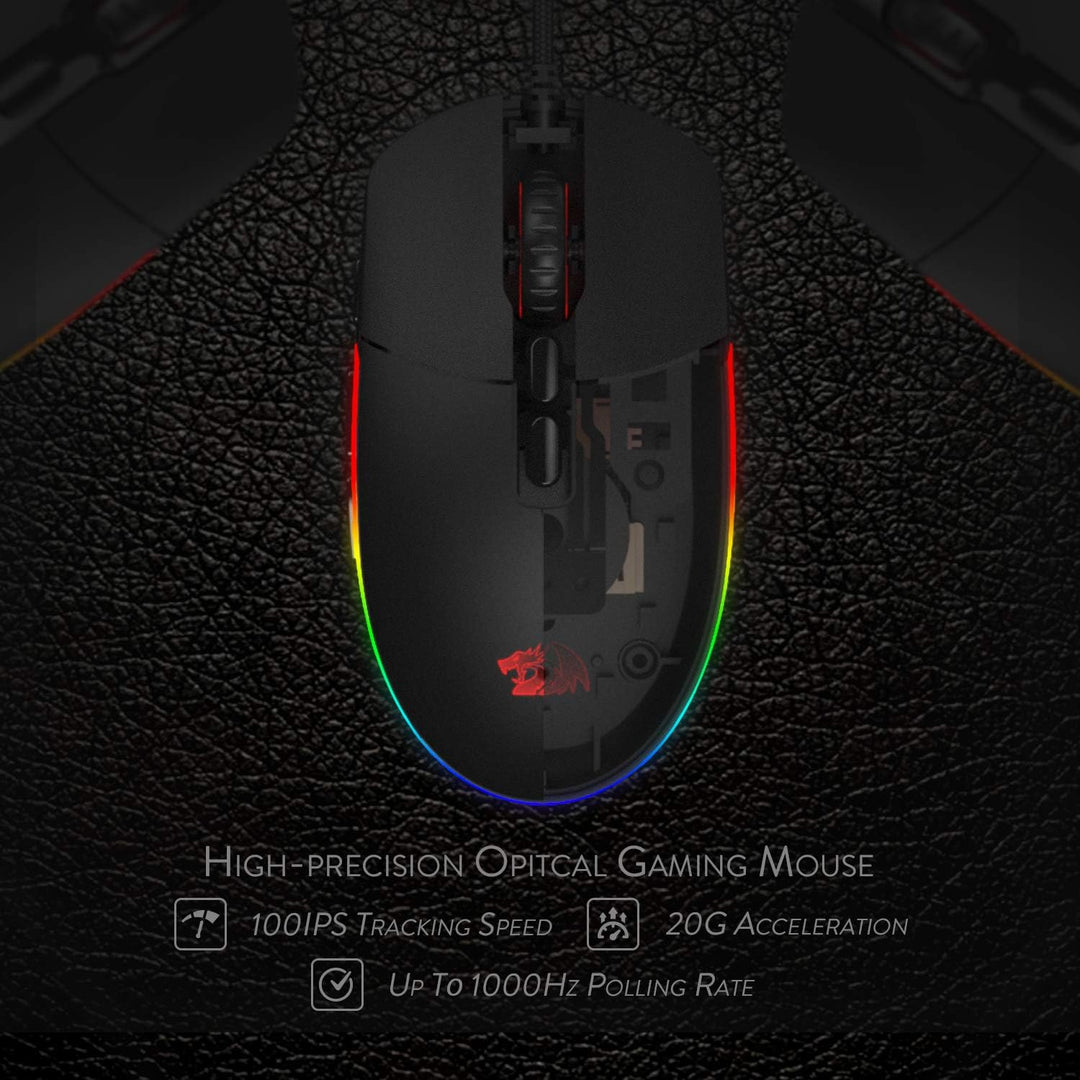 Redragon M719 Invader Optische Gaming-Maus, kabelgebunden, 7 programmierbare Tasten, RGB-Hintergrund