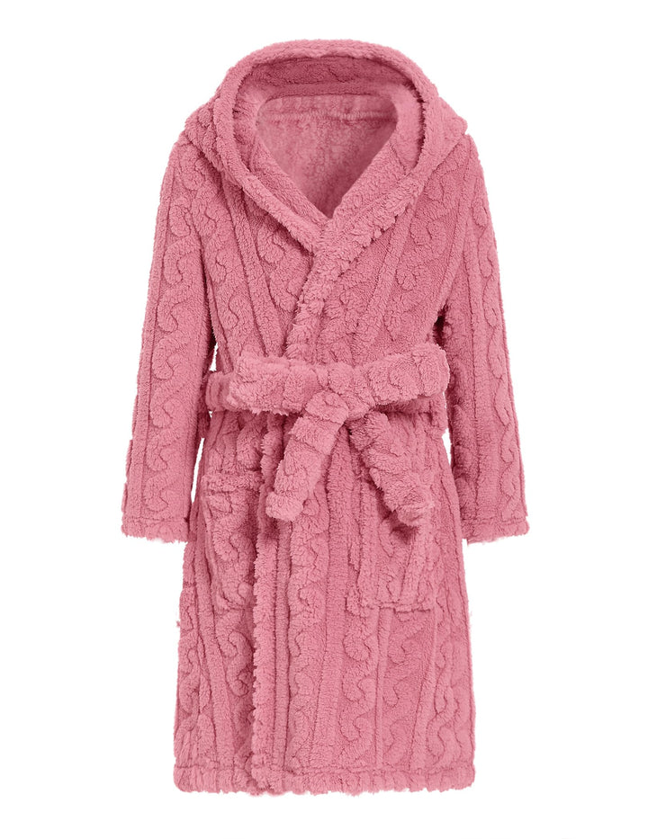 JiAmy Mädchen Bademantel Kapuzen Fleece Warmes Weiches Kinder Badekleid Fuzzy Frottee-Robe 4-14 Jahr