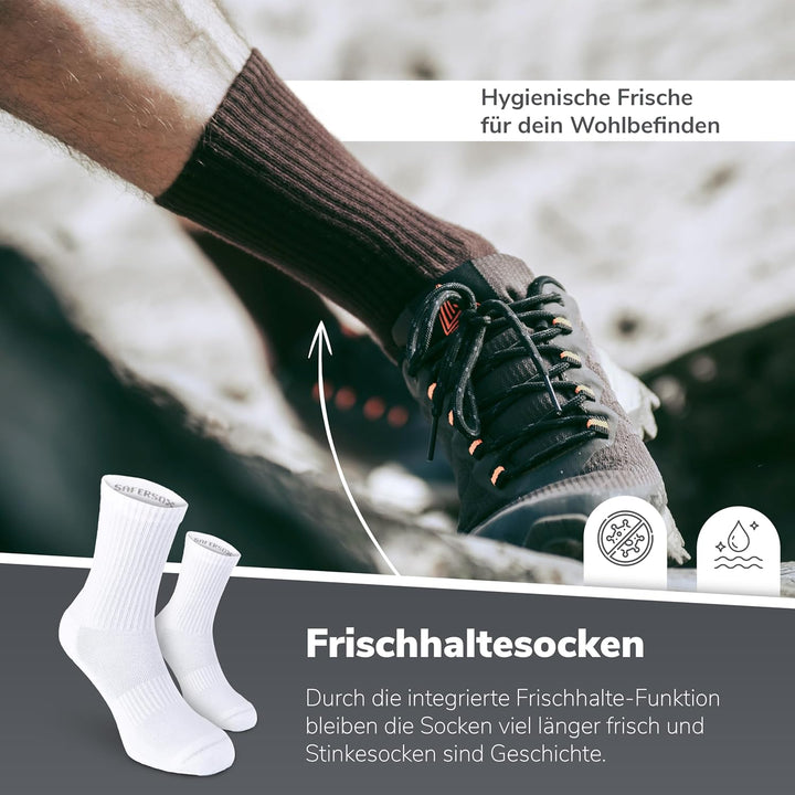 Safersox Sportsocken - Mückenschutz-Socken - in vielen Farben erhältlich! 43-46 3er Vorteilspack Wei