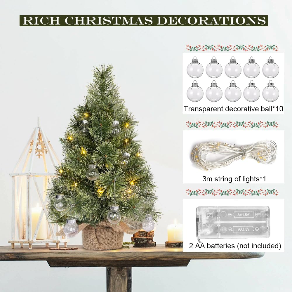 Mini Künstlicher Weihnachtsbaum Mit Beleuchtung 60cm, Weihnachtsdeko Tisch Büro, Tisch Weihnachtsbau