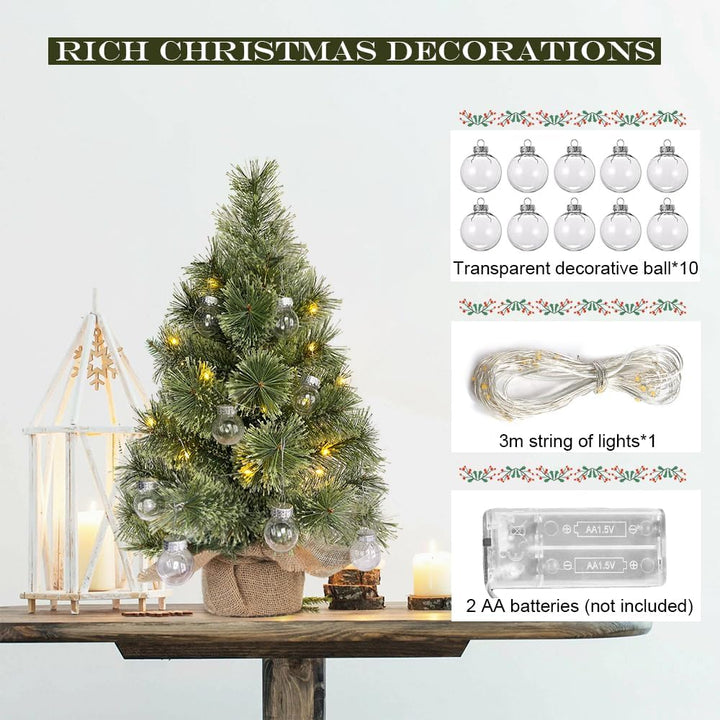 Mini Künstlicher Weihnachtsbaum Mit Beleuchtung 60cm, Weihnachtsdeko Tisch Büro, Tisch Weihnachtsbau