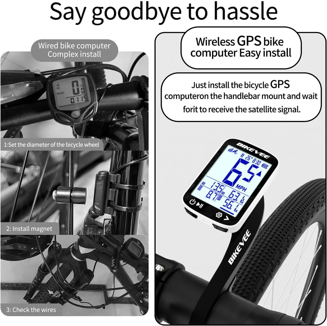 GPS Fahrradcomputer Kabellos Wasserdicht 2.4 Zoll FSTN Display IPX7 28h Akkulaufzeit Leichtes Fahrra