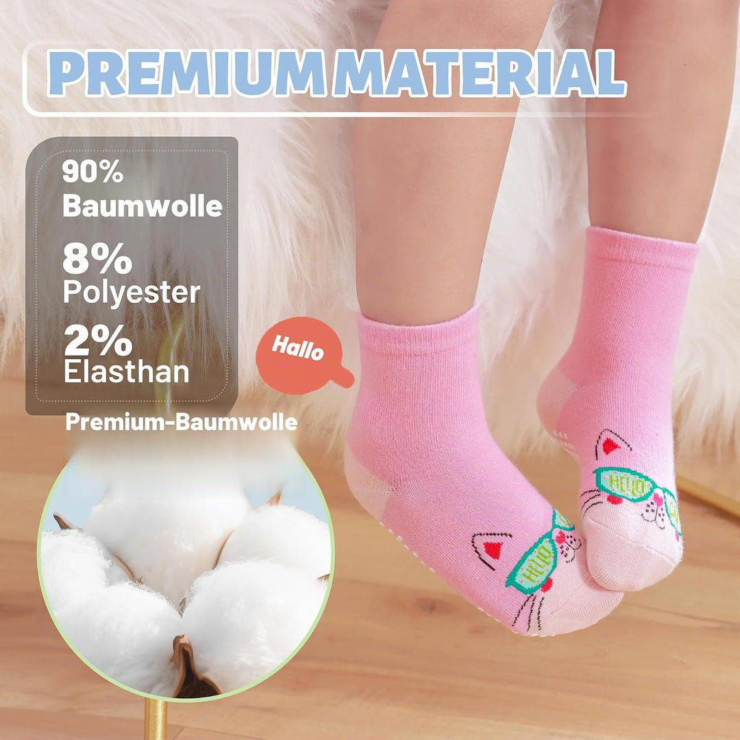 ANTSANG 12 Paare Stoppersocken Kinder Baby Mädchen Socken Anti Rutsch / Rutschfeste Socken Baumwolle