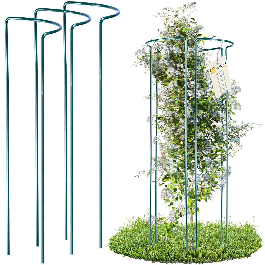 KADAX Pflanzenhalter, 3 Stück, Pflanzenstütze aus Stahl, halbrunde Rankhilfe für Pflanzen, Garten, w