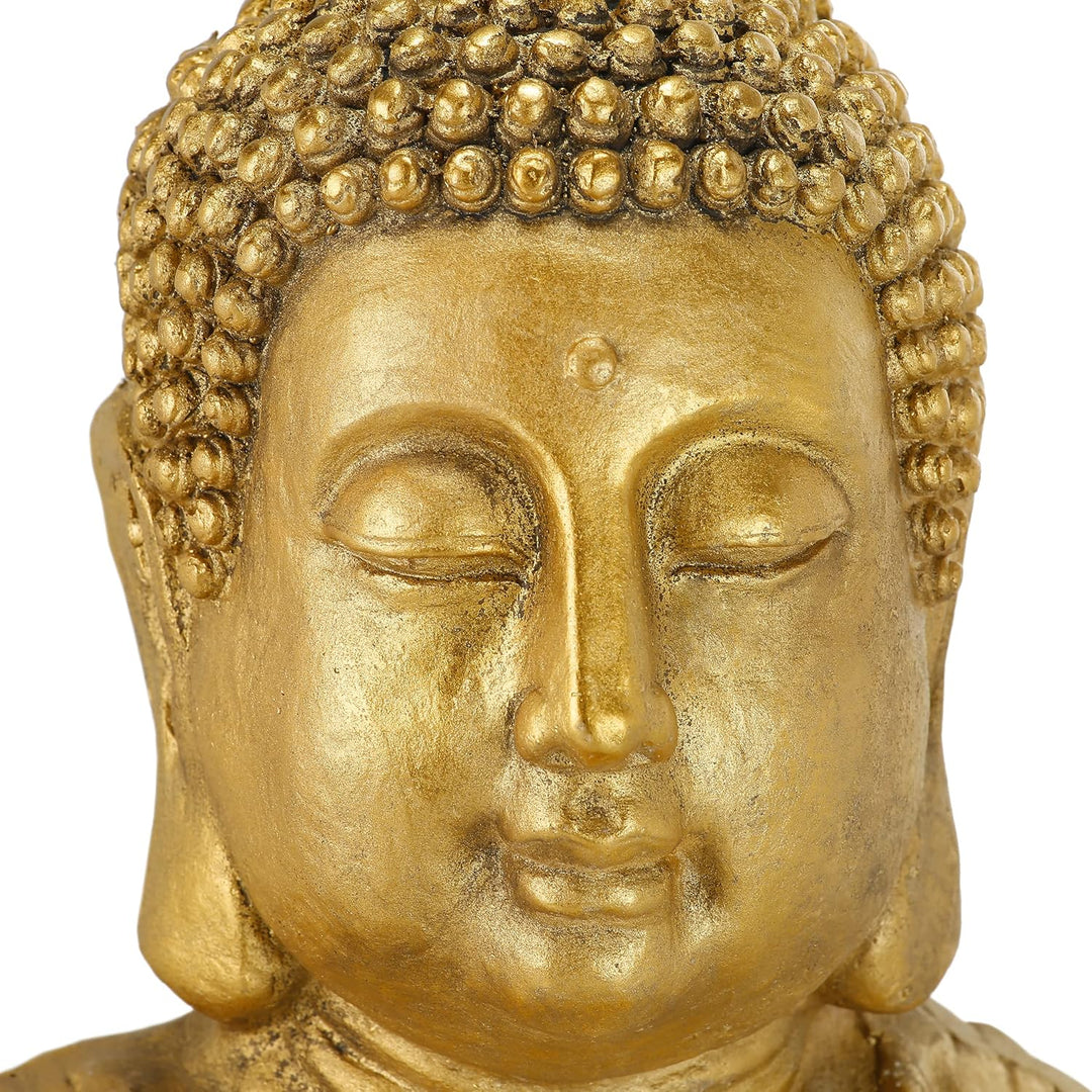 Relaxdays Buddha Figur Garten, wetterfest, frostsicher, XL Gartenbuddha sitzend, Gartenfigur, HBT: 7