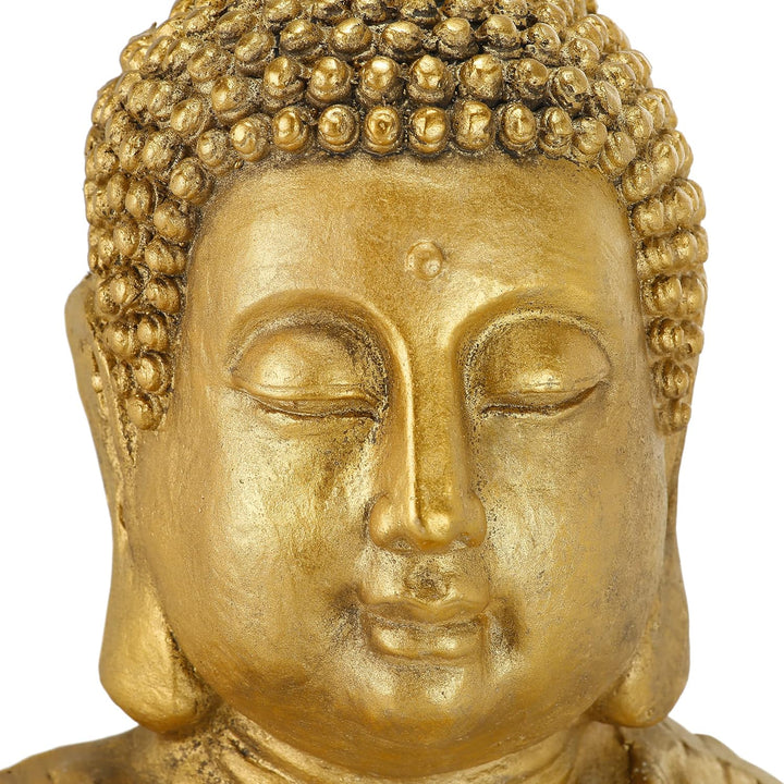 Relaxdays Buddha Figur Garten, wetterfest, frostsicher, XL Gartenbuddha sitzend, Gartenfigur, HBT: 7