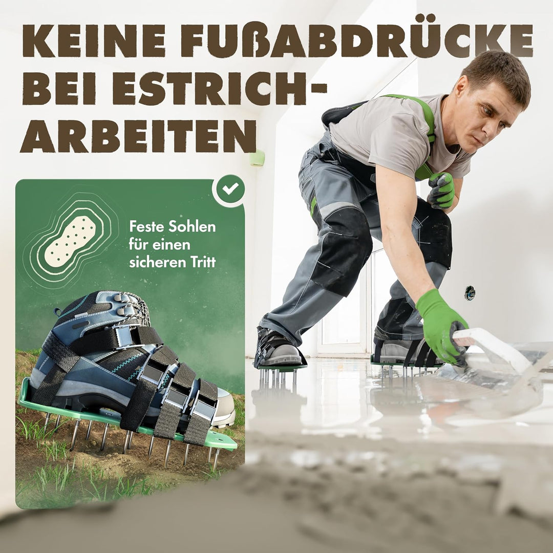LAINFELD Rasenlüfter | Nagelschuhe mit kurzen und Langen Nägeln | Rasenbelüfter mit 4 Riemen | Verti