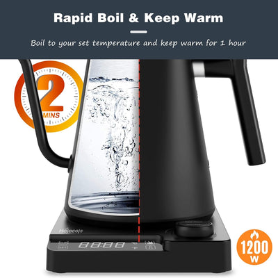 Wasserkocher mit Temperatureinstellung,Edelstahl Schwanenhals Wasserkocher,24h Warmhaltefunktion,Tee