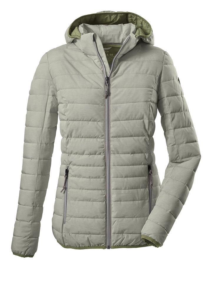 G.I.G.A. DX Damen Uyaka Stripe Casual Funktionsjacke In Daunenoptik Mit Abzippbarer Kapuze 44 pistaz