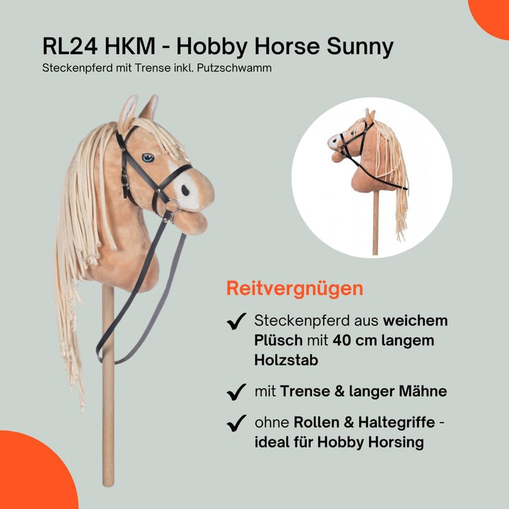 RL24 HKM - Hobby Horse Sunny inkl MagicBrush | Steckenpferd mit Trense | Spielpferd aus Plüsch mit H