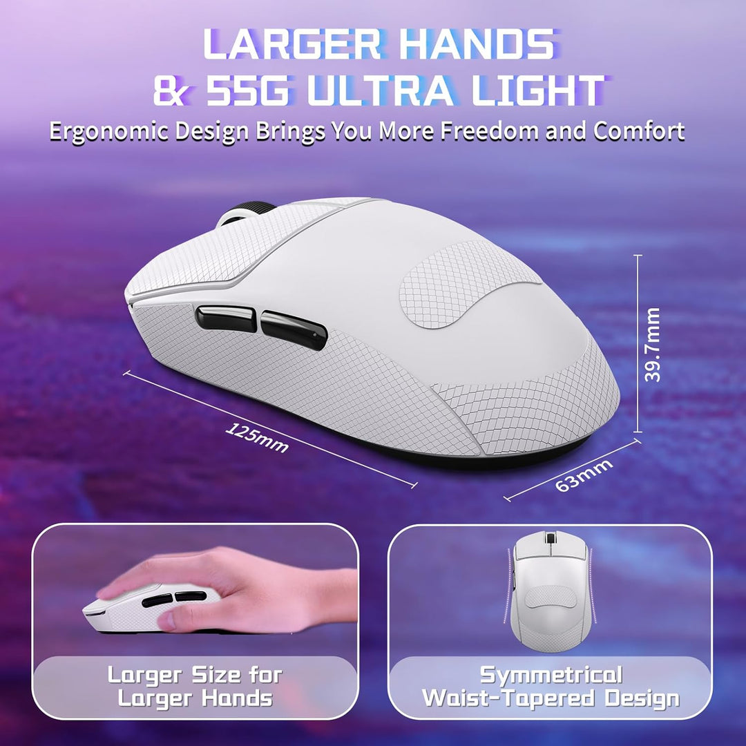 MAMBASNAKE X Attack Shark X8SE 55g ultraleichte kabellose Gaming-Maus mit Band–25000 DPI,PAW3311 Sen